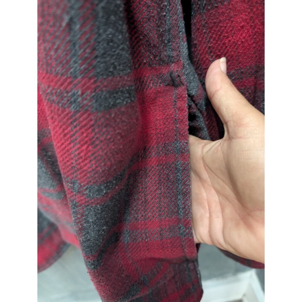 Orvis Red Gray Plaid HEAVY Premium Flannel Shirt/Shacket Long Sleeve XXL Pockets - Picture 5 of 9